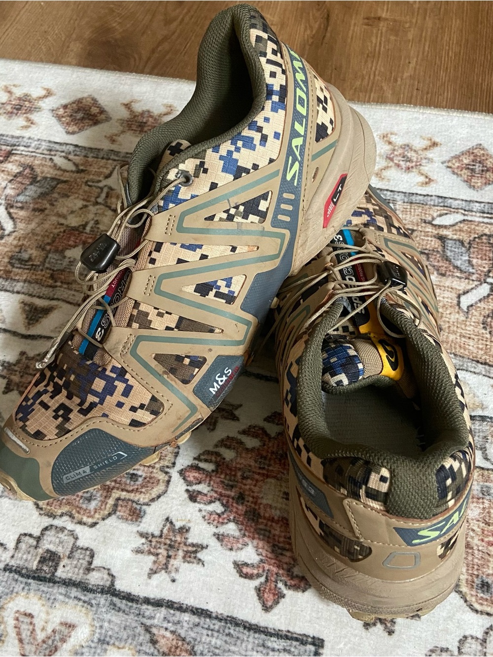 Salomon SpeedCross 3 Green Digi Camo Trail Running Shoes 128652 Size 13 Light